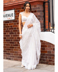 Ivory Sequin Sari Set By KYNAH, Luxury Indian Fashion & Bridal Wear