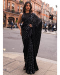 Black Sequin & Crystal Sari Set By KYNAH, Luxury Indian Fashion & Bridal Wear