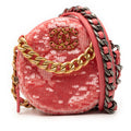 Sequin Lambskin 19 Round Clutch With Chain