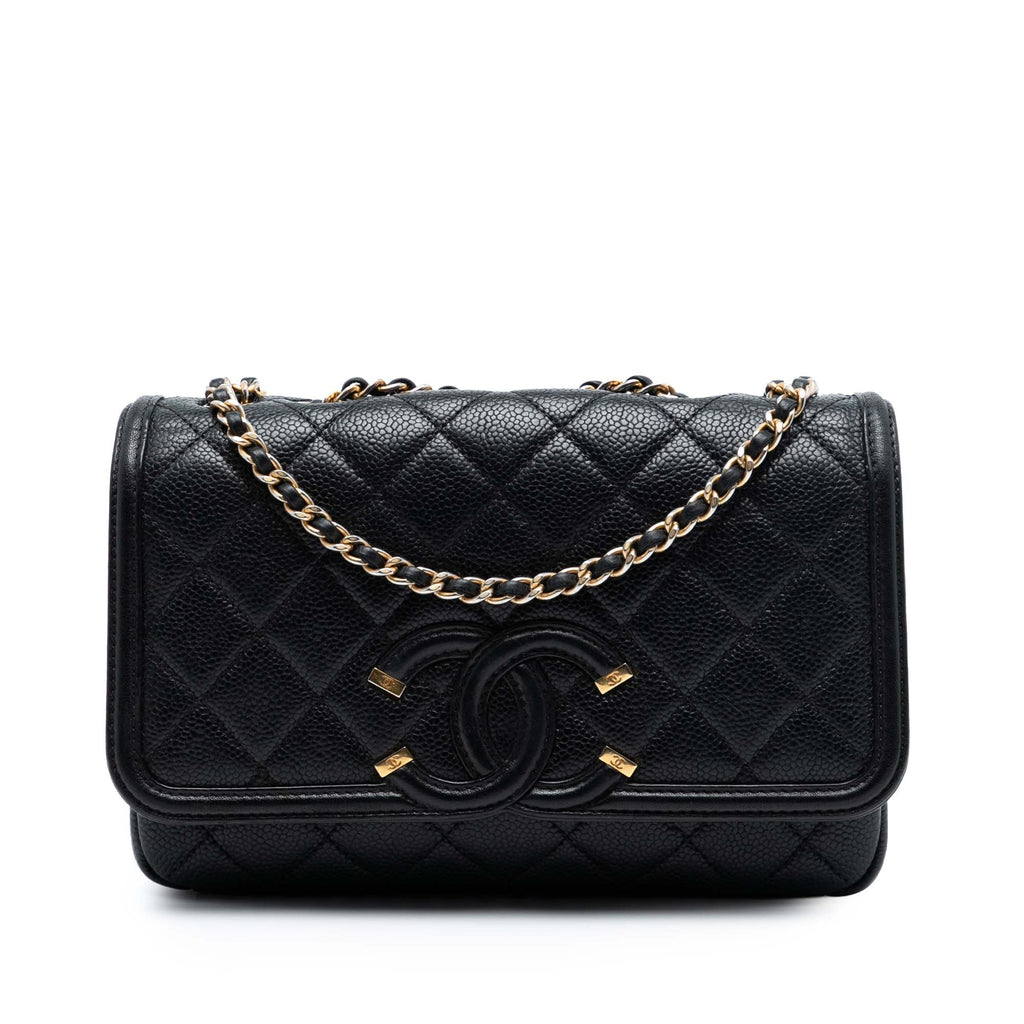 Small Quilted Caviar CC Filigree Flap