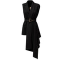 Asymmetrical Sleeveless Blazer — Black