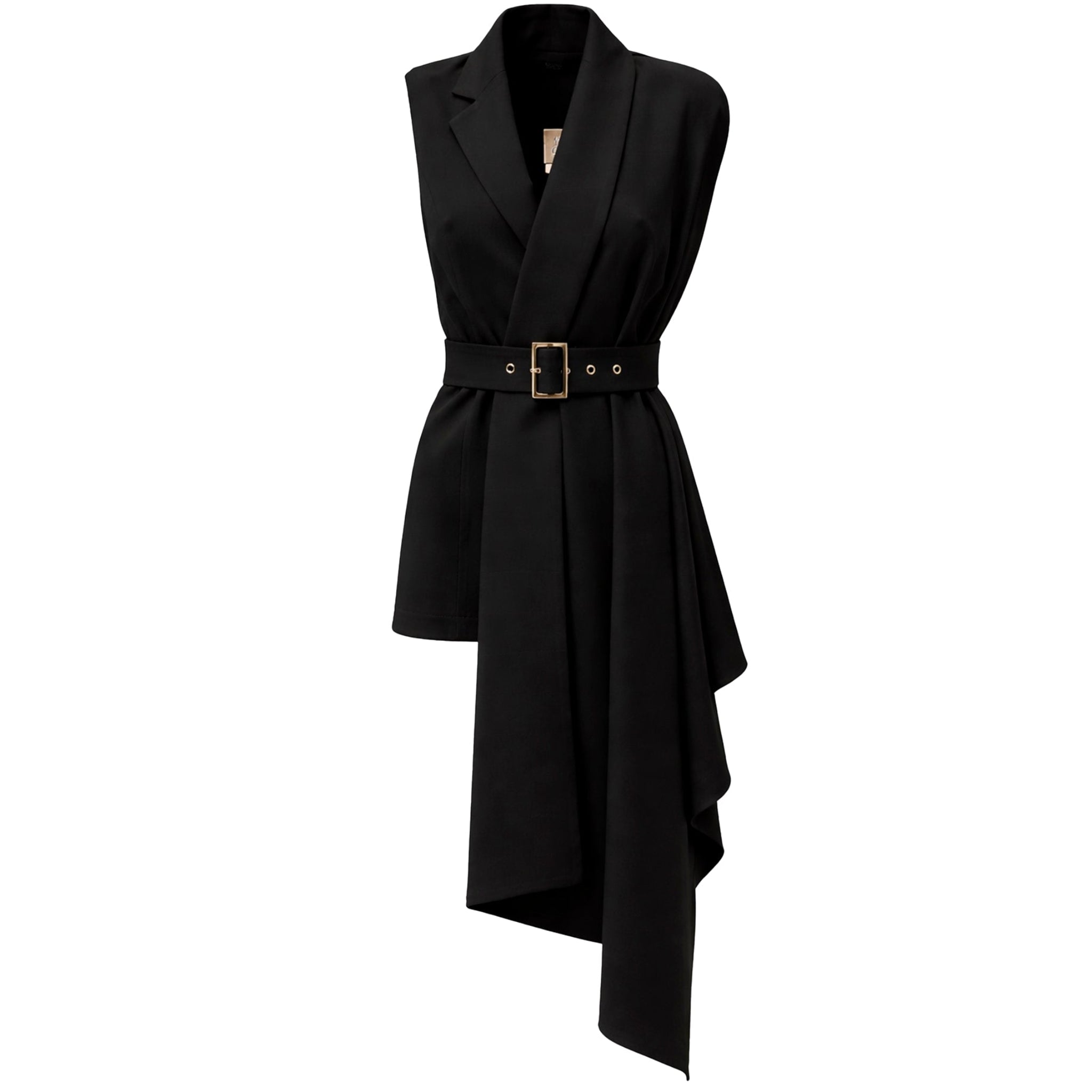 Asymmetrical Sleeveless Blazer — Black