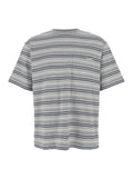 Grey Crewneck T-Shirt with All-Over Striped Motif in Cotton Man Tshirts And Polo Shirts