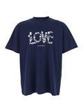 Blue Crewneck T-Shirt with Maxi Print on the Front in Cotton Man Blu Polyester Tshirts And Polo Shirts