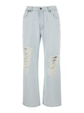 Light Blue Jeans with Logo Patch on the Rear and Ripped Details Front in Denim Man Cotton