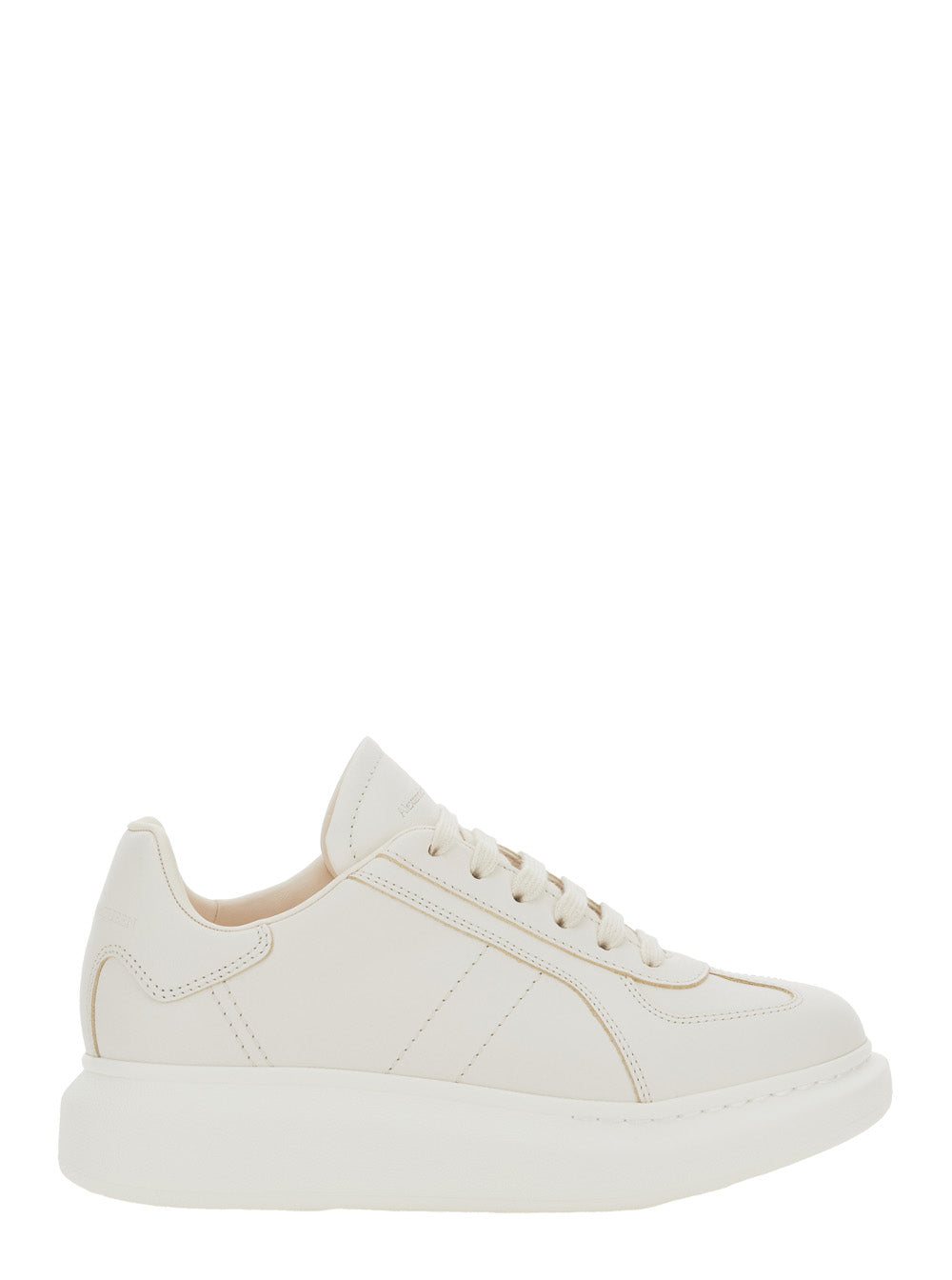 White Sneakers with Logo Patch on the Tongue and Embossed Heel in Leather Woman Calf