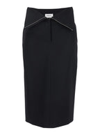 Black Skirt With Foldover Waist And Rear Single Slit Wool Woman - IT 42
