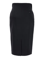 Black Skirt With Foldover Waist And Rear Single Slit Wool Woman - IT 40