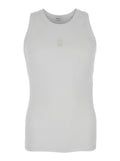 White Top with Upside Down Skull Embroidery on the Front in Cotton Jersey Man Tops