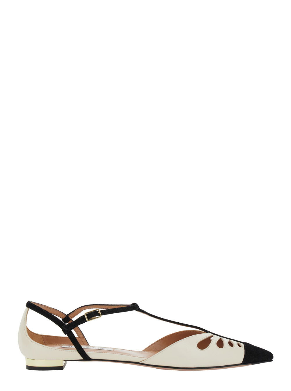 Camille White Ballet Shoes with Cut-Out Detail in Leather Woman Ballerinas