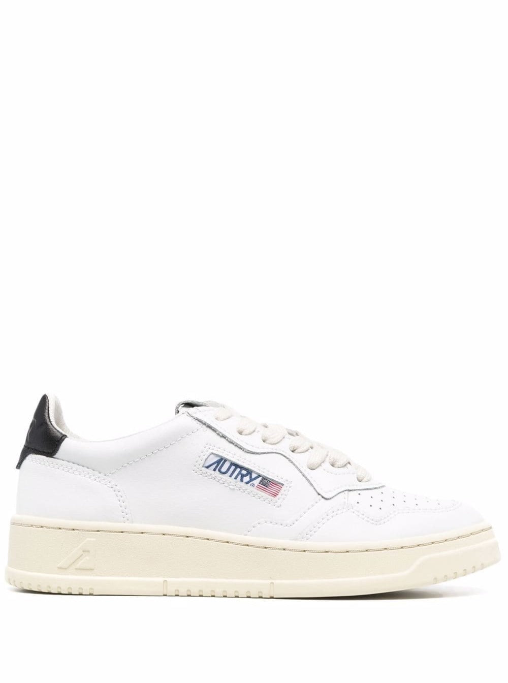 Autry Womans White leather Sneakers with black Heel tab Cow