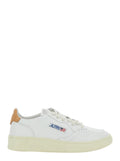 Medalist White Low Top Sneakers with Logo Patch on Tongue and Side in Leather Woman Cow