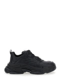 Triple S Sporty Black Sneaker with 3B Logo Embroidered on the Side and Worn Effect in Tech Fabric Man Polyurethane Polyester Nylon