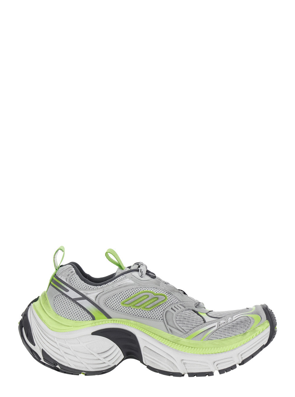 10XL Grey Sneakers with Embossed Logo on the Tongue in Tech Fabric Man Polyurethane Polyester