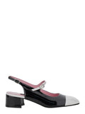 Ischia Black Slingback Pumps with Adjustable Strap in Patent Leather Woman Heels