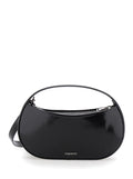 Sound Swipe Small Black Handbag with Logo Detail in Leather Woman Calf Hand Bags