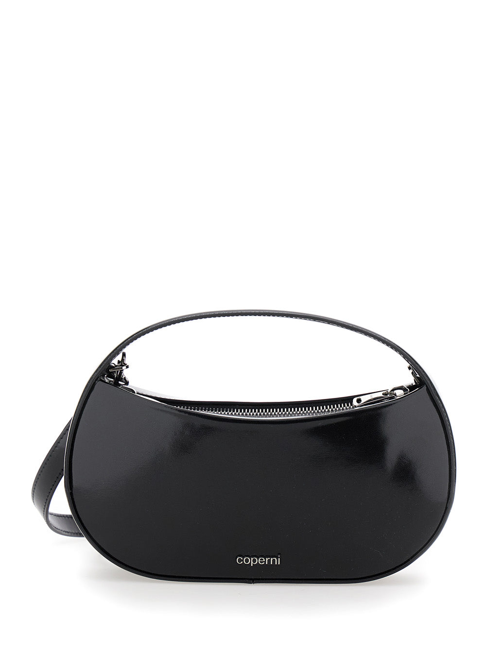 Sound Swipe Small Black Handbag with Logo Detail in Leather Woman Calf Hand Bags