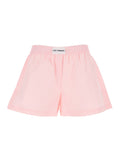 Pink Shorts with Elastic Waist Logo Patch in Cotton Woman And Bermuda