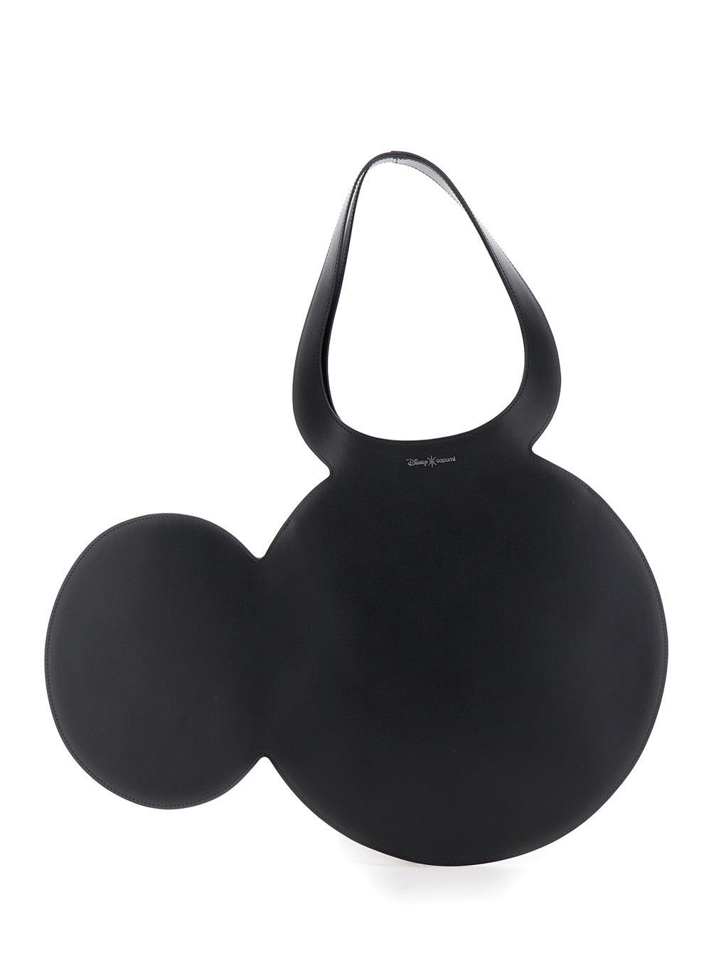 Mickey Black Handbag with Cut-Out Handle and Logo Lettering on the Front in Leather Woman Calf Hand Bags