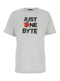 Grey Crew Neck T-Shirt with Front Print in Cotton Woman Organic Tshirts And Polo Shirts