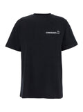 Cinderella Black T-Shirt with Logo Printed on the Front and Print Back in Cotton Woman Organic Tshirts Polo Shirts