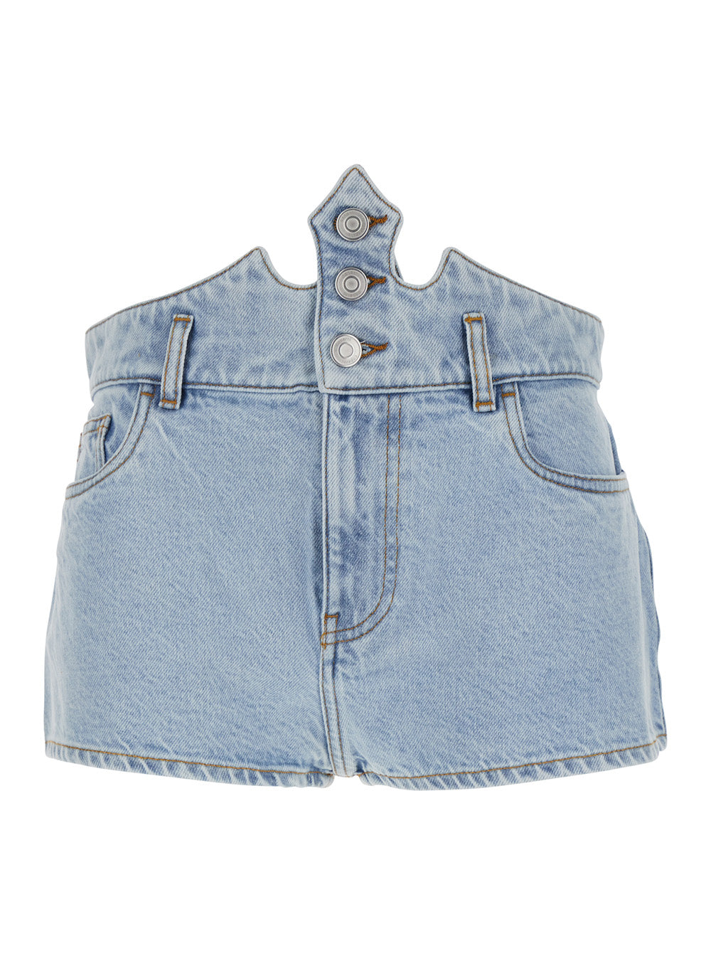 Blue Shorts with Crown-Shaped Design in Cotton Woman Light Organic And Bermuda