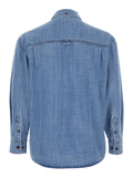 Blue Jacket with Patch Pockets on the Chest in Denim Man Light Cotton Outerwear