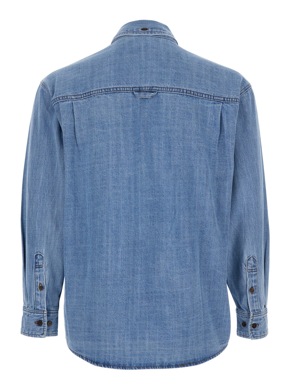 Blue Jacket with Patch Pockets on the Chest in Denim Man Light Cotton Outerwear