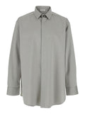 Grey Shirt with Classic Collar and Logo Patch on the Rear in Cotton Wool Blend Man Virgin Elastane Blouses