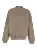 Eternal Beige Crewneck T-Shirt with Dropped Shoulders and Tonal Embroidery on the Front in Cotton Blend Man Polyester Sweatshirts