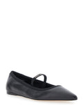 Carice Black Ballet Shoes with Ribbon Detail and Logo Lettering on the Front in Leather Woman Lamb Ballerinas