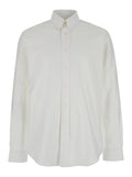 White Shirt with Logo Embroidered on the Front in Cotton Man And Blouses