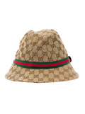 Beige and Ebony Fedora Hat in Original GG canvas Girl Polyester Cotton Gloves