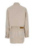 Tamu Beige Dress With Drop Shoulders And Logo Patch On The Back Cotton Woman - S