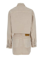 Tamu Beige Dress With Drop Shoulders And Logo Patch On The Back Cotton Woman - S