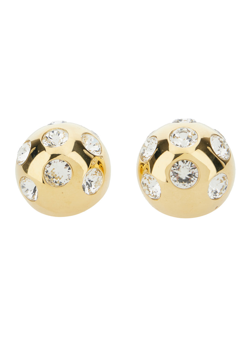 Salon Gold-Colored Earrings with Snap Closure and Cristal Decorations in Copper Woman Metallic Other Fibers Brass