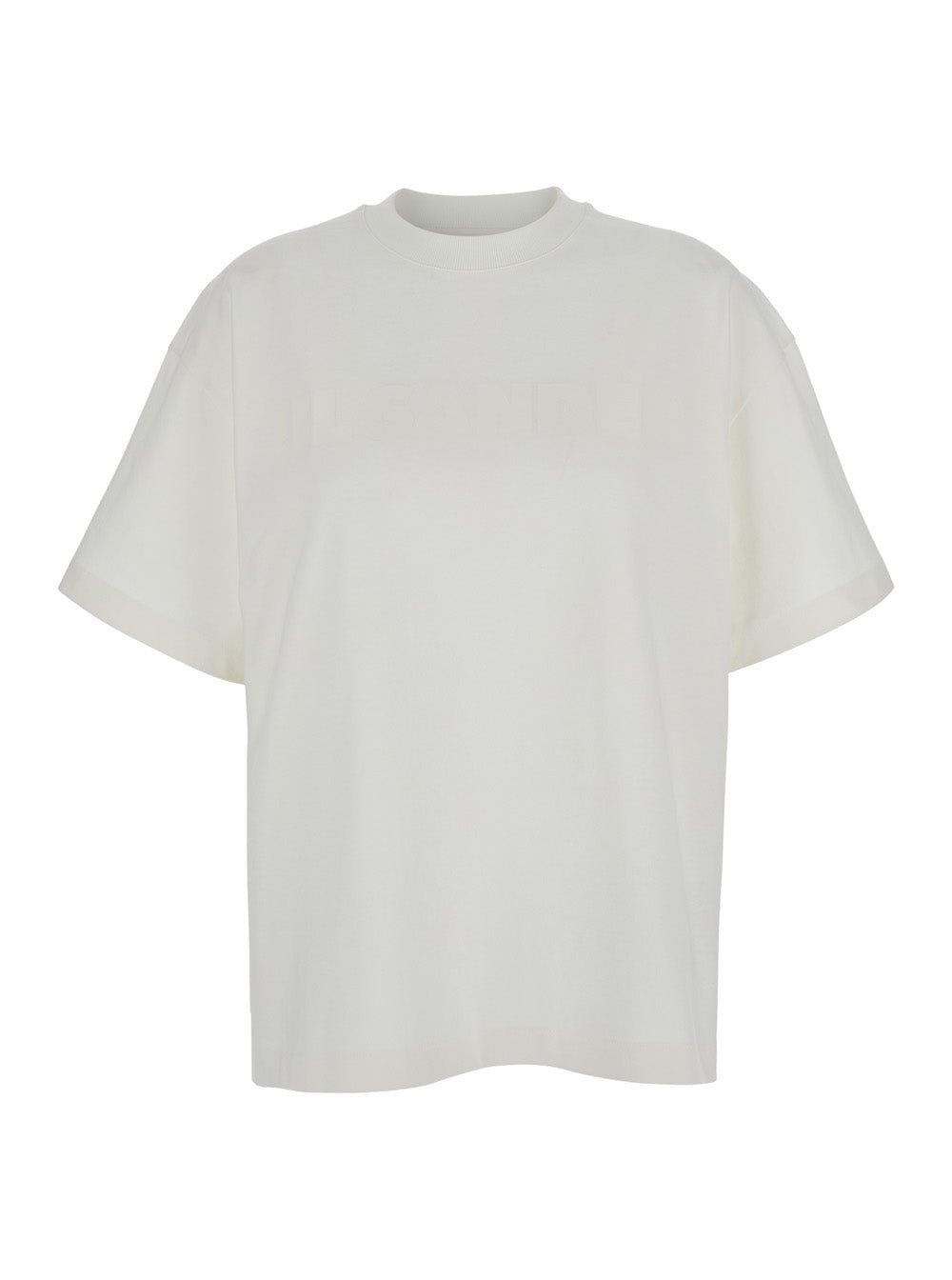 White Crewneck T-Shirt with Tonal Logo Print on the Front in Cotton Woman Tshirts And Polo Shirts