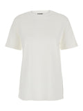 White Crewneck T-Shirt with Logo Patch Applied on the Back in Cotton Woman Tshirts And Polo Shirts