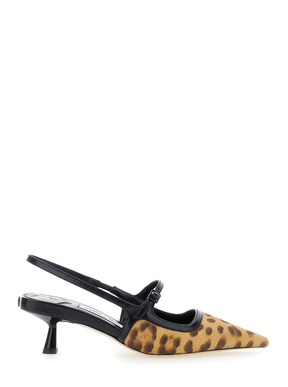Didi Brown Slingback Pumps with Leopard Motif and Sculpted Heel in Leather Woman Salpa Plastic Metal Heels