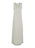 White Long Dress with U-neck and Back Closure in Viscose Blend Woman Cu