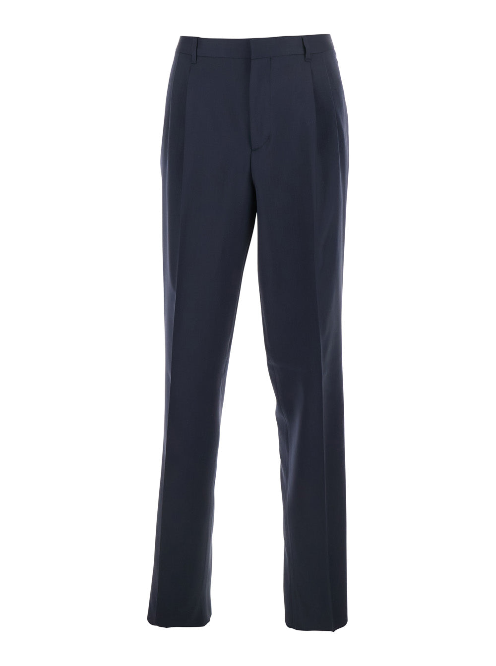 Blue Tailored Trousers with Double Pence in Virgin Wool Man Blu