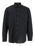 Black Shirt with Classic Collar and Button Closure in Fabric Man Blouses