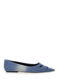 The Kat Blue Ballerinas with Cut-Out Detail and Bow on Front in Cotton Woman Blu
