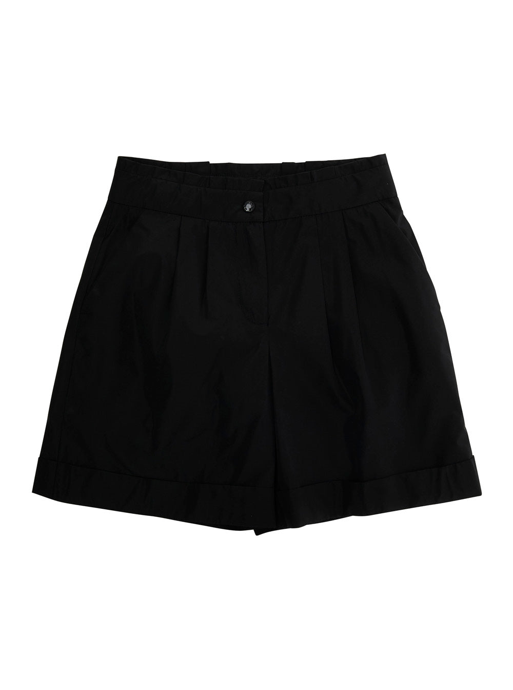Black Shorts with Logo Patch on the Back in Techl Fabric Girl Polyester And Bermuda