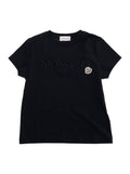 Black Crewneck T-Shirt with Logo Lettering Embroidery on the Front and Patch in Cotton Girl Tshirts Polo Shirts