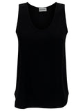 Black Tank Top with Plunging U Neckline in Polyamide Woman Tops