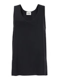 Black Sleeveless Top with Round Neck in Tech Fabric Woman Polyester Tops