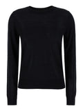 Black Crewneck Long Sleeve Sweater in Fabric Woman Jersey