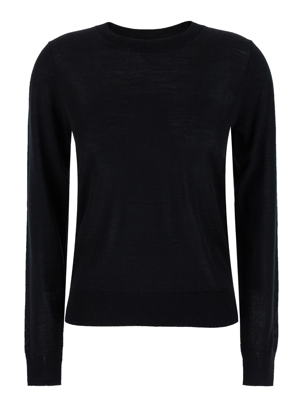 Black Crewneck Long Sleeve Sweater in Fabric Woman Jersey