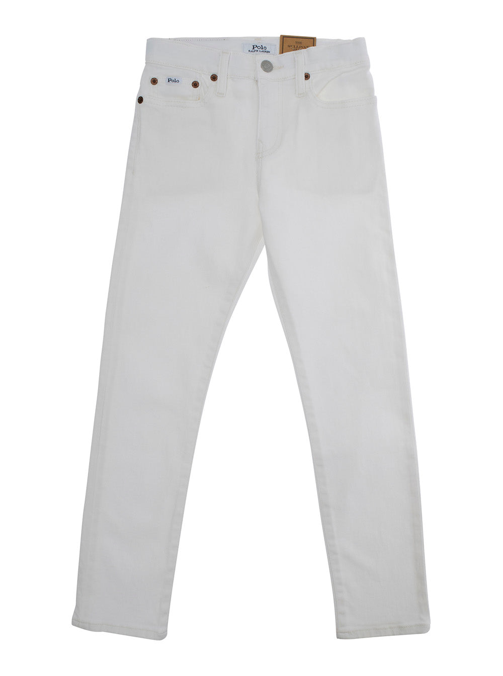 Sullivan White Jeans With Logo Patch On Front And Rear Denim Boy